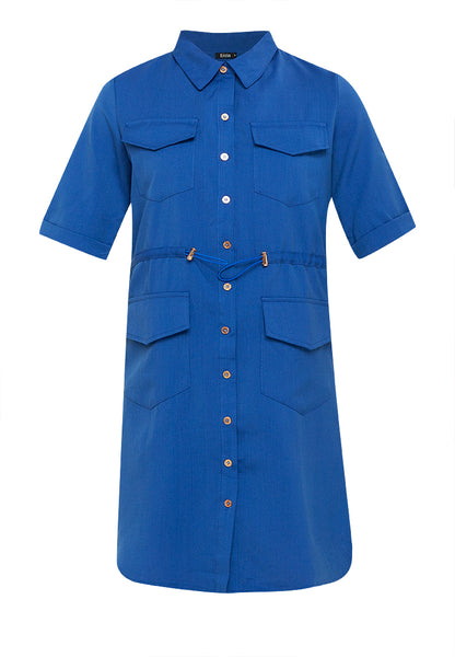 Krizia Button Down Shirt Dress with Roll Tab Sleeve Dress