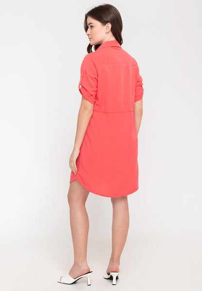 Krizia Button Down Shirt Dress with Roll Tab Sleeve Dress