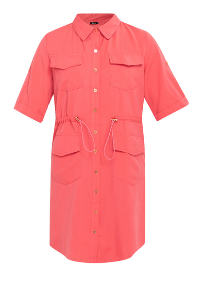 Krizia Button Down Shirt Dress with Roll Tab Sleeve Dress