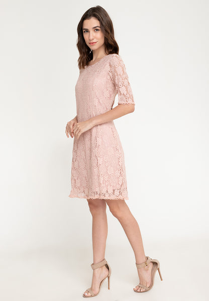 Krizia Premium Lace 3/4 Sleeve Dress with Trimmings