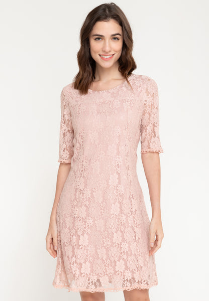Krizia Premium Lace 3/4 Sleeve Dress with Trimmings