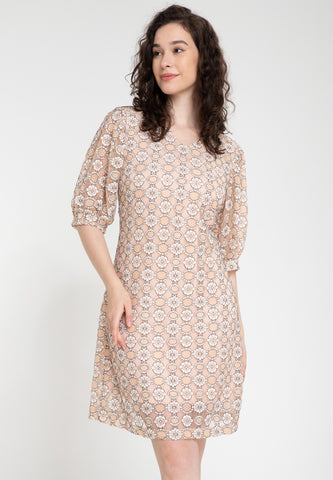 Krizia Puff Sleeve Button Down Lace Dress