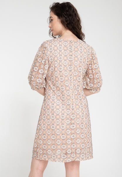 Krizia Puff Sleeve Button Down Lace Dress