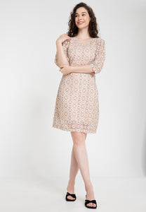 Krizia Puff Sleeve Button Down Lace Dress