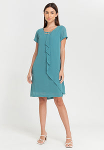 Krizia Overlap Shift Dress with with Detachable Necklace