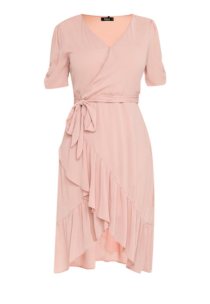 Wrap Frill Hem Midi Dress