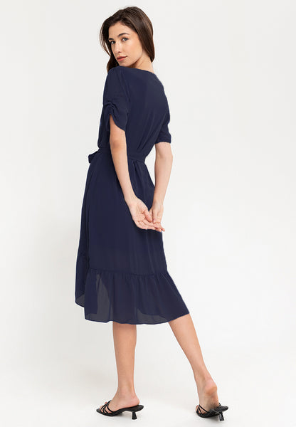 Wrap Frill Hem Midi Dress