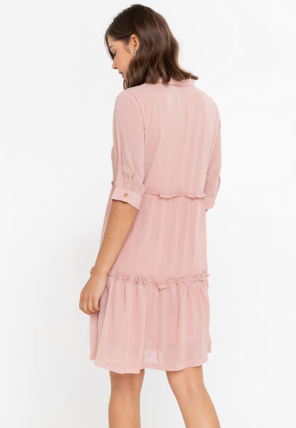 Krizia Button Down Tier Smocked Dress