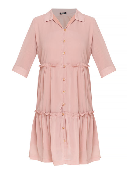 Krizia Button Down Tier Smocked Dress