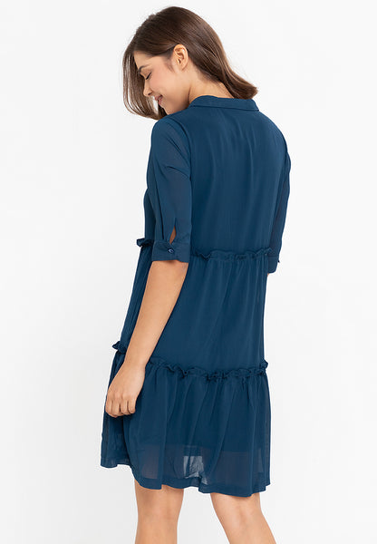 Krizia Button Down Tier Smocked Dress