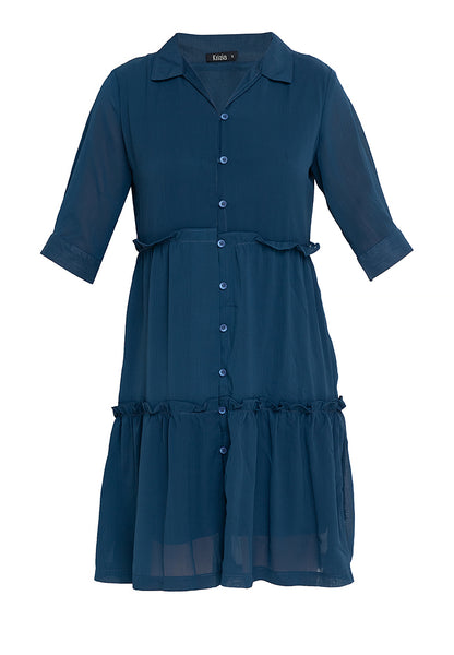 Krizia Button Down Tier Smocked Dress