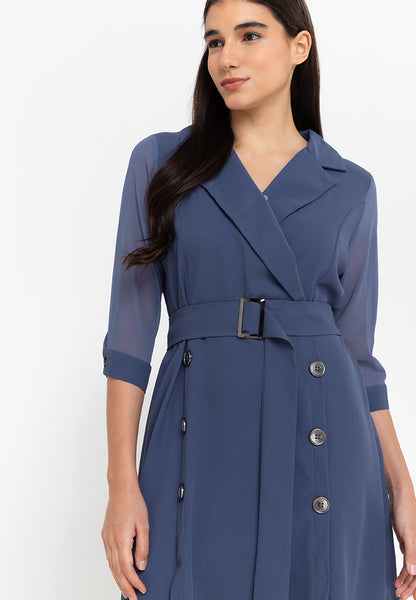 Krizia Cotton Blend Trench Dress with Belt