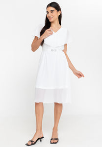 Krizia Capelet Midi Dress with Crystal Belt