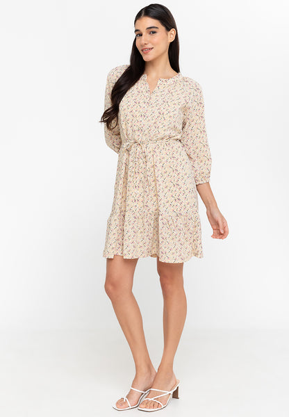 Krizia Button Down Long Sleeve Tiered Printed Dress