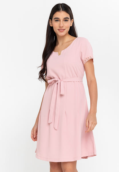 Krizia V Detail Tie Waist Shirt Dress