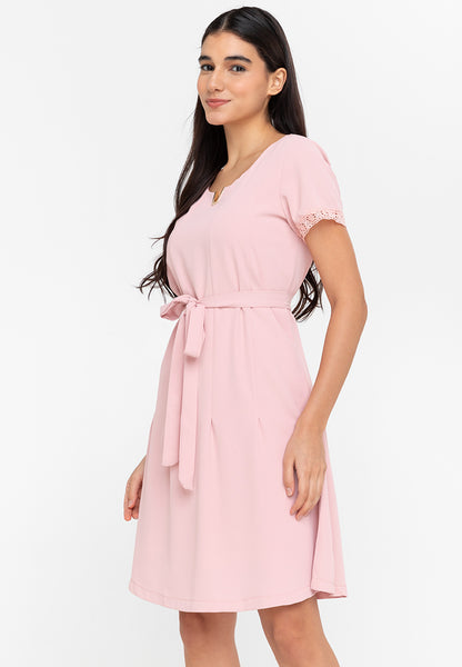 Krizia V Detail Tie Waist Shirt Dress