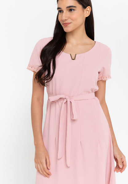 Krizia V Detail Tie Waist Shirt Dress