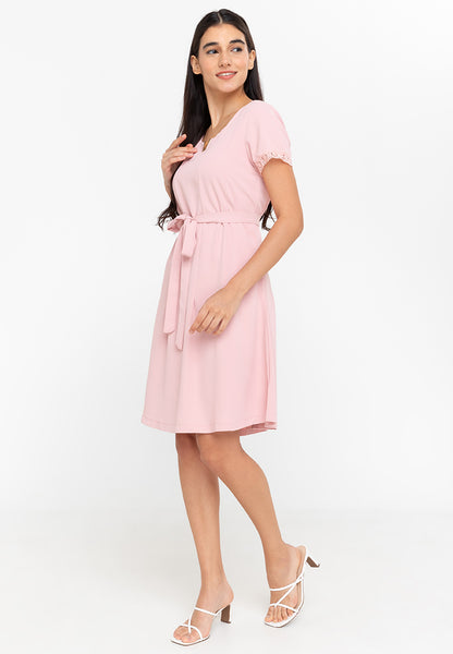 Krizia V Detail Tie Waist Shirt Dress