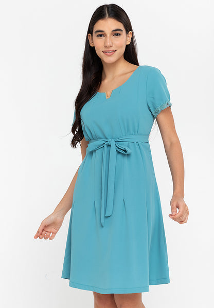 Krizia V Detail Tie Waist Shirt Dress