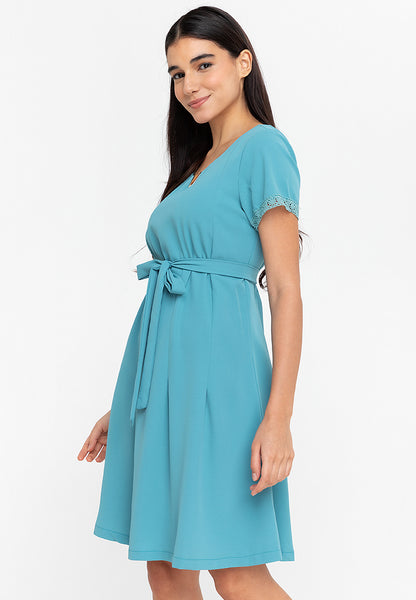 Krizia V Detail Tie Waist Shirt Dress