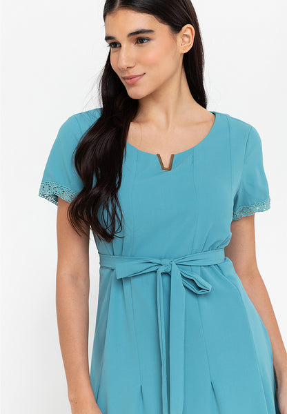 Krizia V Detail Tie Waist Shirt Dress