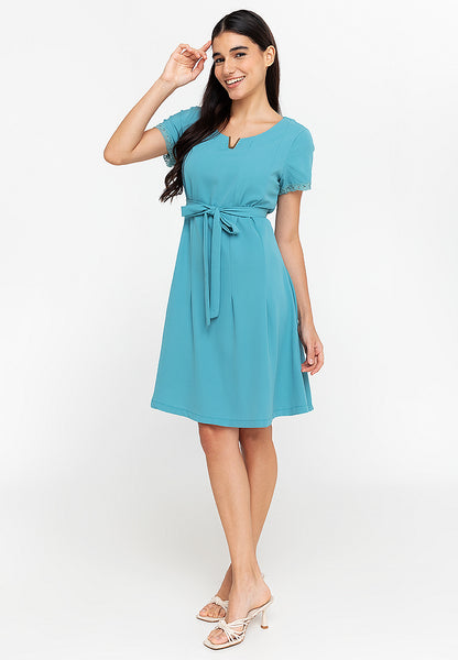 Krizia V Detail Tie Waist Shirt Dress