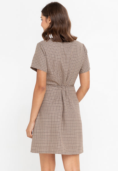 Krizia Button Down Tie Waist Tweed Dress