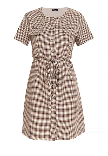 Krizia Button Down Tie Waist Tweed Dress