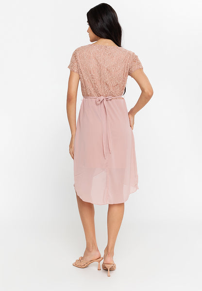 Krizia Lace Dress with Overlap Skirt & Crystal Belt