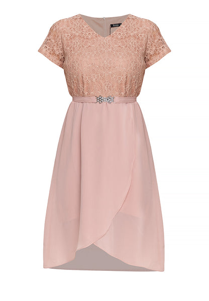 Krizia Lace Dress with Overlap Skirt & Crystal Belt