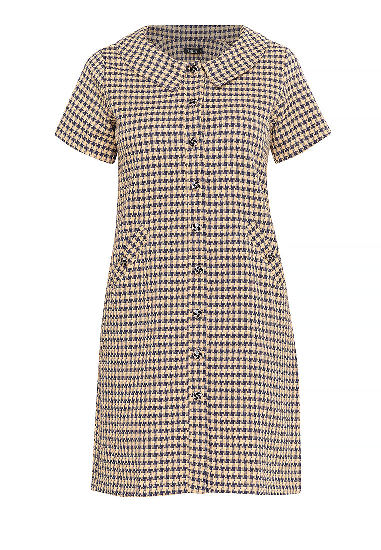 Krizia Collared Button Down Plaid Dress