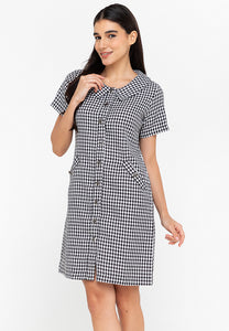 Krizia Collared Button Down Plaid Dress