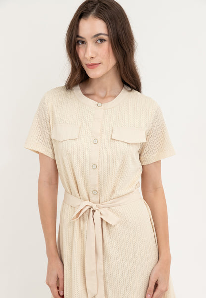 Krizia Front Flap Detail Button Down Tie Waist Dress