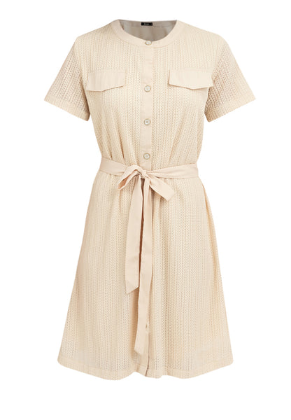 Krizia Front Flap Detail Button Down Tie Waist Dress