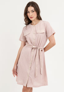 Krizia Front Flap Detail Button Down Tie Waist Dress