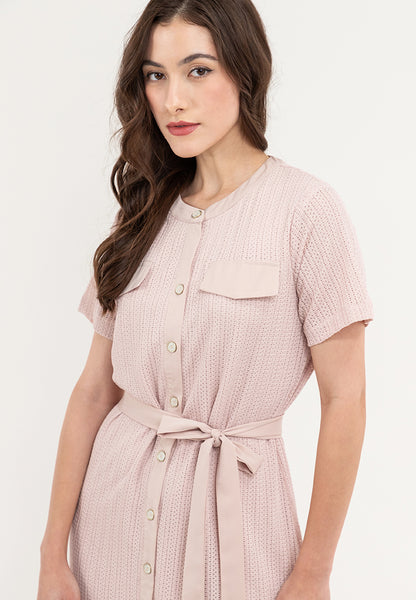 Krizia Front Flap Detail Button Down Tie Waist Dress