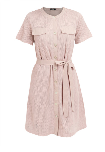 Krizia Front Flap Detail Button Down Tie Waist Dress