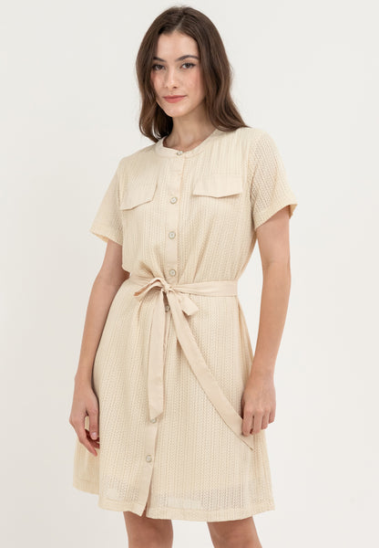 Krizia Front Flap Detail Button Down Tie Waist Dress