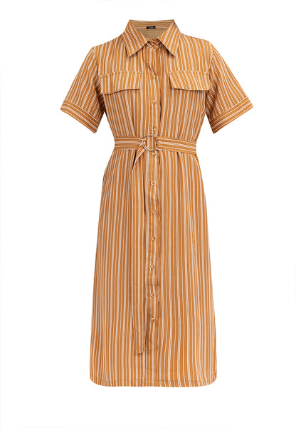 Krizia Button Down Belted Shirt Dress With Front Pocket