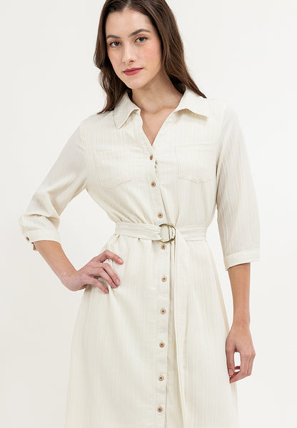 Krizia Button Down Collared 3/4 Sleeve Shirt Dress