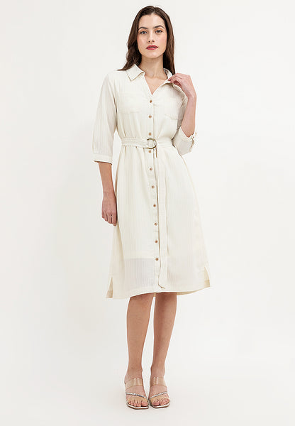 Krizia Button Down Collared 3/4 Sleeve Shirt Dress