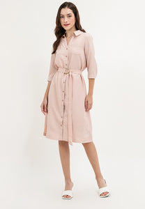 Krizia Button Down Collared 3/4 Sleeve Shirt Dress