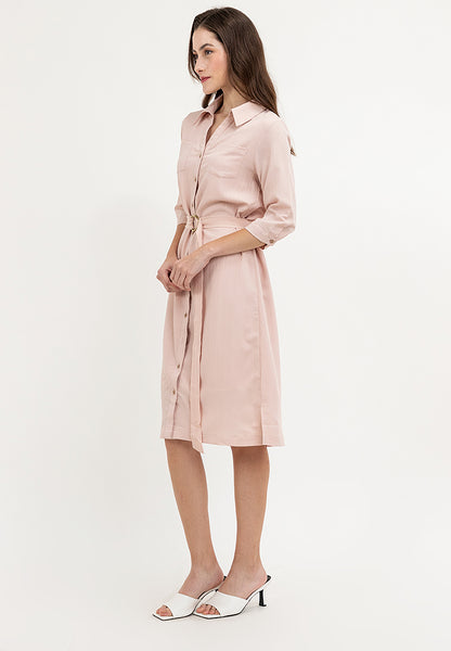 Krizia Button Down Collared 3/4 Sleeve Shirt Dress