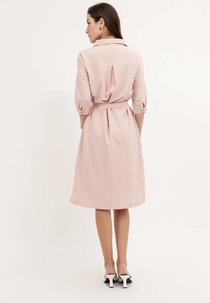 Krizia Button Down Collared 3/4 Sleeve Shirt Dress