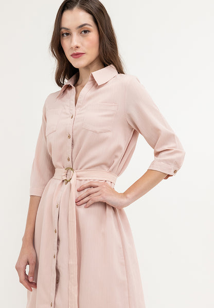 Krizia Button Down Collared 3/4 Sleeve Shirt Dress