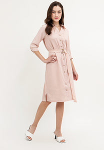 Krizia Button Down Collared 3/4 Sleeve Shirt Dress