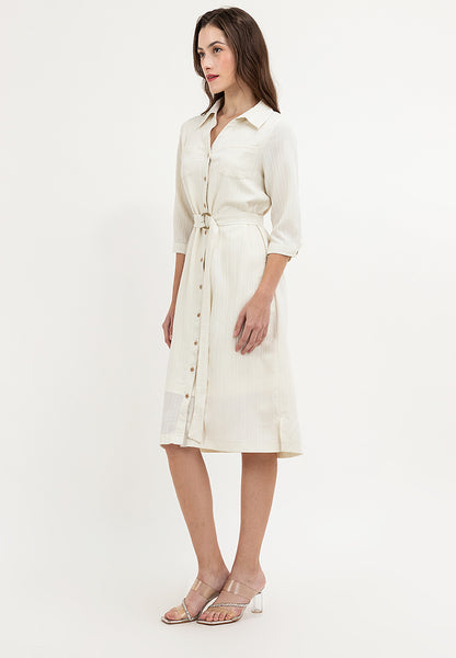 Krizia Button Down Collared 3/4 Sleeve Shirt Dress