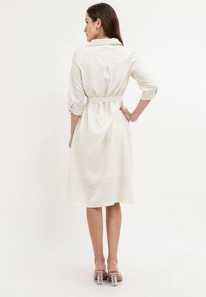 Krizia Button Down Collared 3/4 Sleeve Shirt Dress