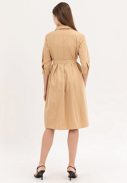 Krizia Button Down Tie Waist 3/4 Long Sleeve Dress