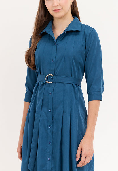 Krizia Button Down Tie Waist 3/4 Long Sleeve Dress